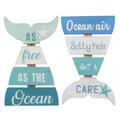 Youngs Wood Nautical Slat Board Whale Tail Wall Sign, Assorted Color - 2 Piece 60344